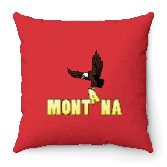 Bald Eagle Bird In Montana Throw Pillows