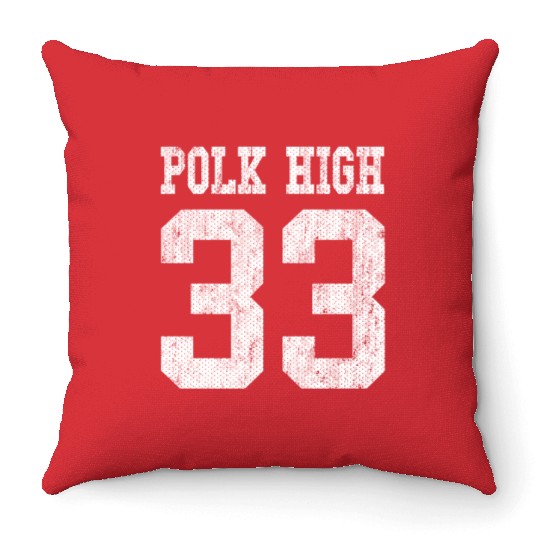Polk High School Football Jersey 33 Aged Look Throw Pillows