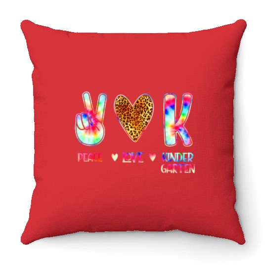 Peace Love Kindergarten Squad Back to School Throw Pillows