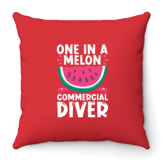 Diving Diver Melon Commercial Diving Throw Pillows