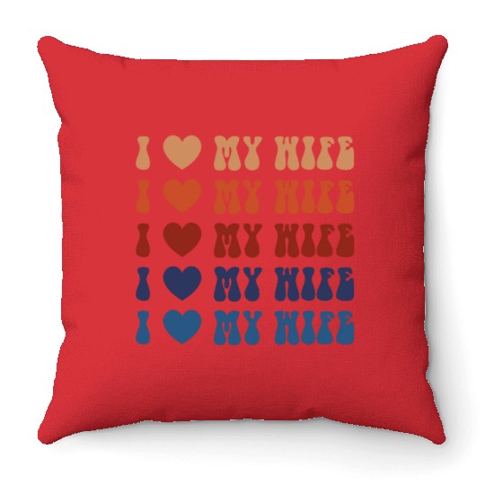 I Heart My Wife Lesbian Throw Pillows
