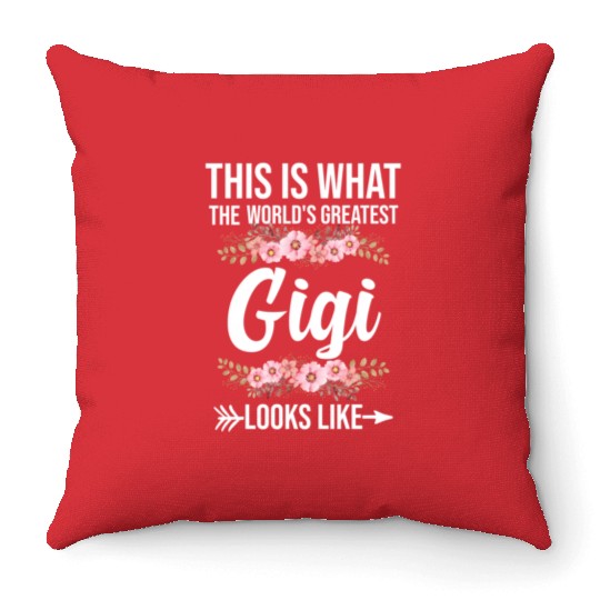 The World'S Greatest Gigi Loo Like Grandma Throw Pillows