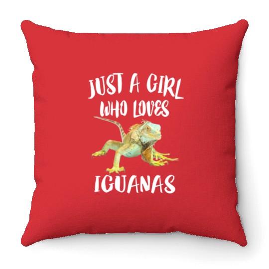 Just A Girl Who Loves Iguanas Reptile Pet Lover Throw Pillows