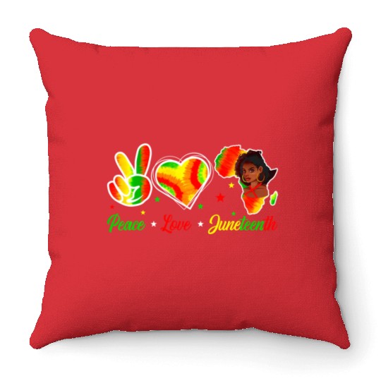Peace Love Junenth 1865 Emancipation Day Black His Throw Pillows
