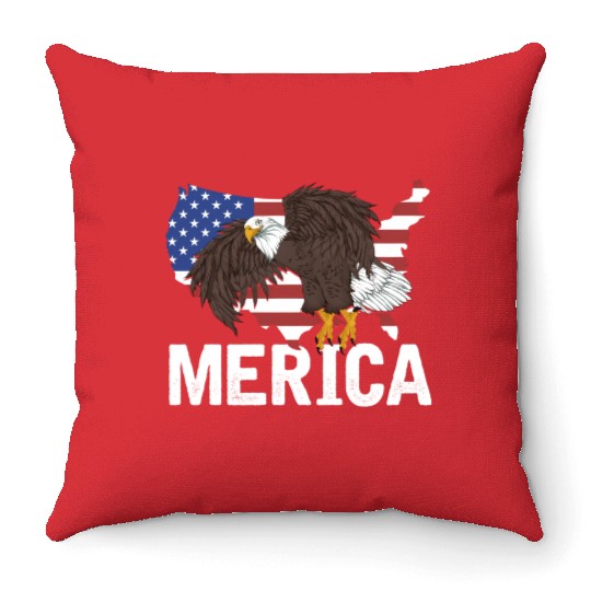 Us Flag Merica Pride Patriot Proud American Bald Throw Pillows