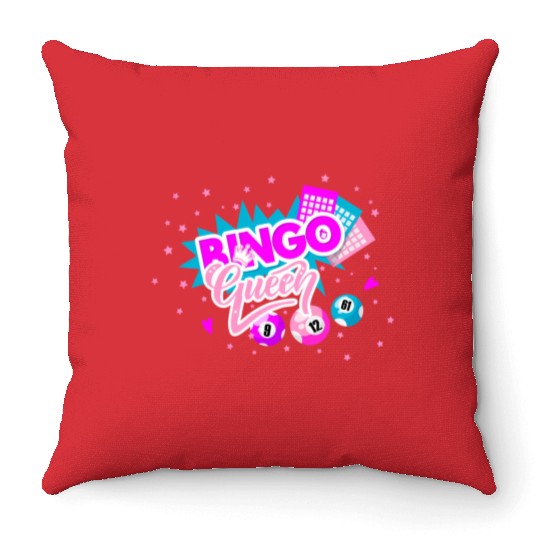 Bingo Queen Pocket Balls Fun Throw Pillows