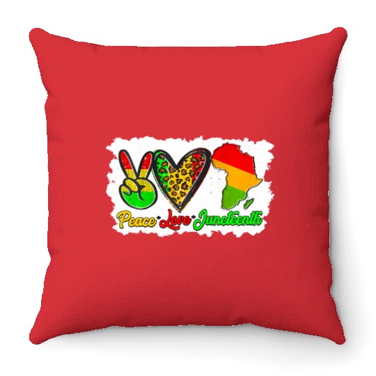 Peace Love Junenth Pride Black Africa American Throw Pillows