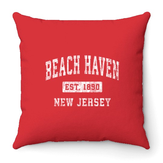 Beach Haven New Jersey Nj Established Sports Throw Pillows