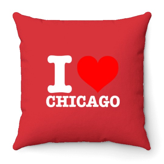 Chicago - I Heart Chicago - I Love Chicago Throw Pillows