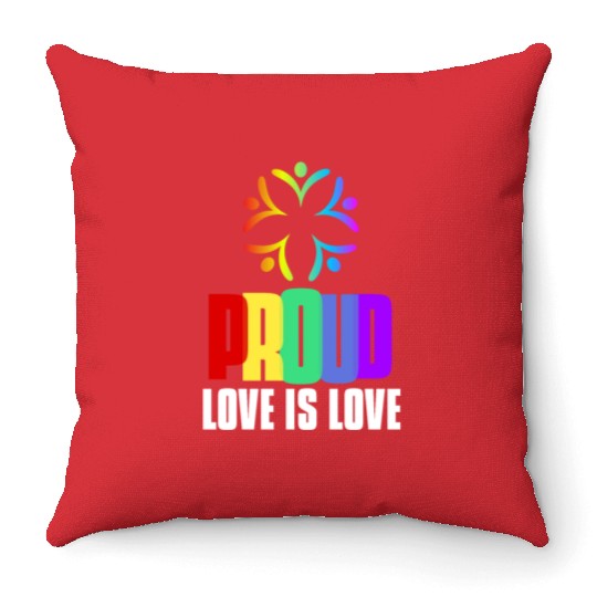 Love is Love Throw Pillows LGBTQ Pride Rainbow Flag Proud