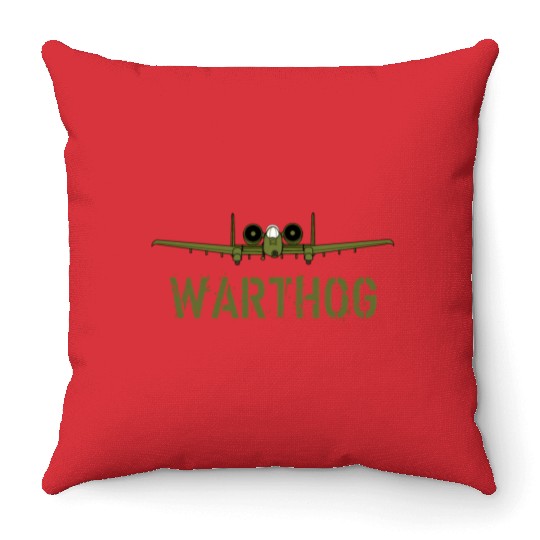 Olive Green A-10 Warthog Art-Usa Military Jets Throw Pillows
