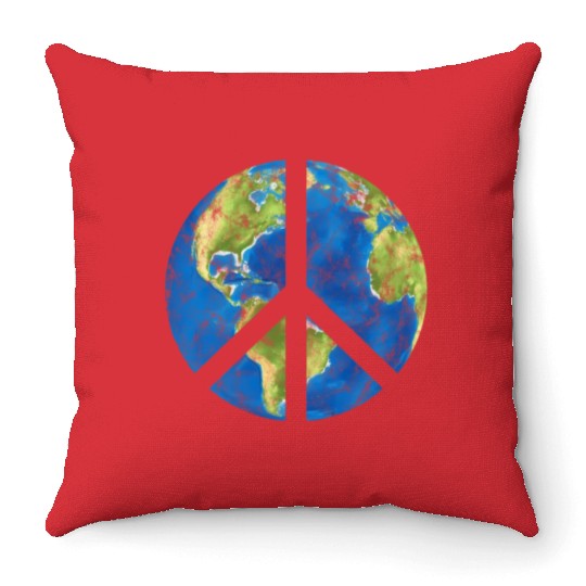 Peace On Earth World Peace Sign Throw Pillows