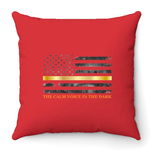 Dispatcher - Thin Yellow Gold Line 911 Emergency Throw Pillows