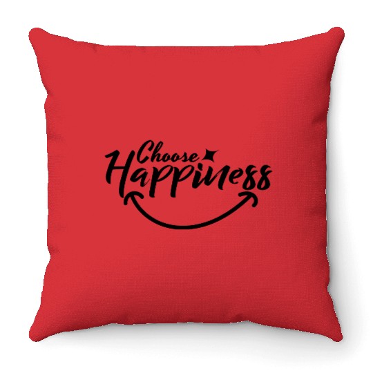 Choose Happiness Positive Affirmation Typography Throw Pillows