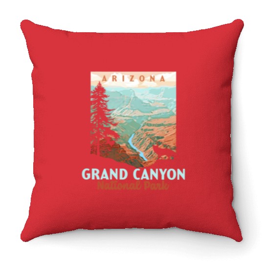 Grand Canyon National Park Arizonna Wpa Style Throw Pillows