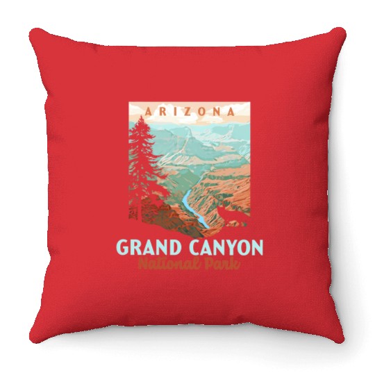 Grand Canyon National Park Arizonna Wpa Style Throw Pillows