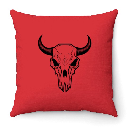 Cow Skull Boho Throw Pillows