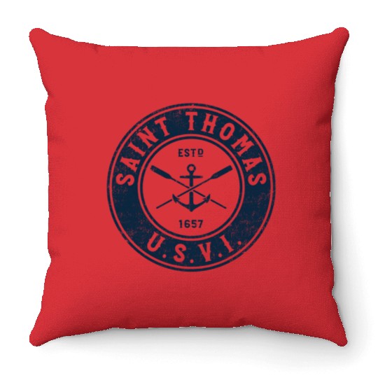 Saint Thomas Us Virgin Islands Usvi Boat Anchor Throw Pillows