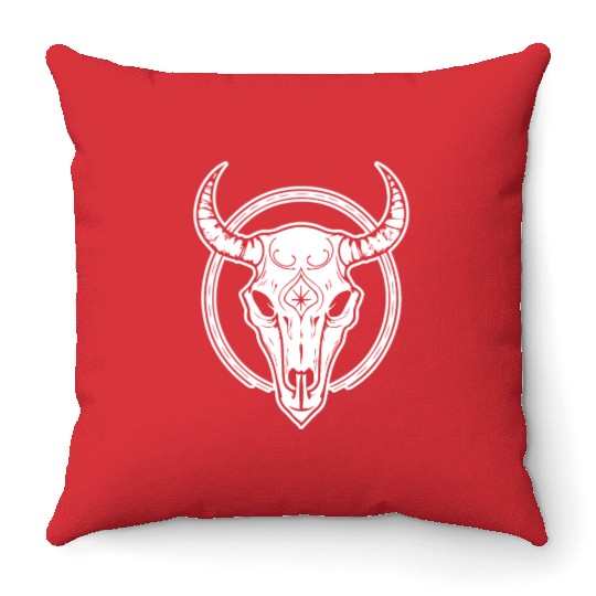 Cow Skull Boho Throw Pillows