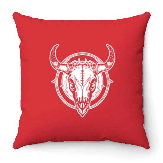 Cow Skull Boho Throw Pillows
