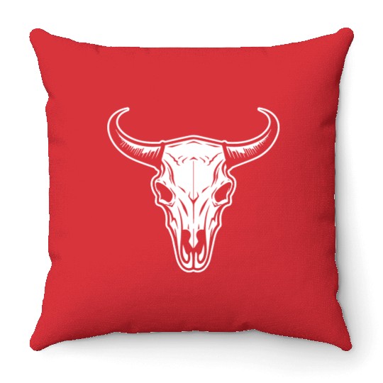 Cow Skull Boho Throw Pillows