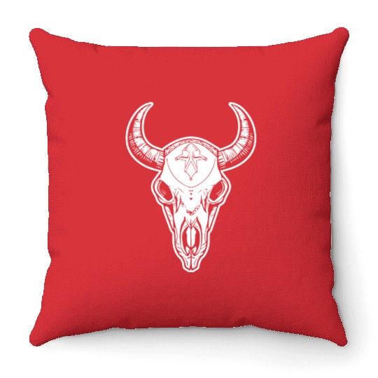 Cow Skull Boho Throw Pillows