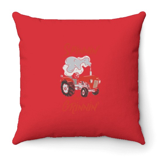 Tractor Pulling Farmer Throw Pillows