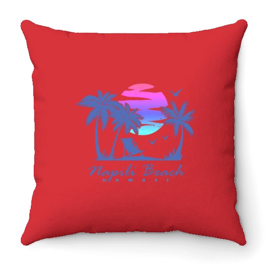 Napili Beach Hawaii Family Vacation Sunset Throw Pillows