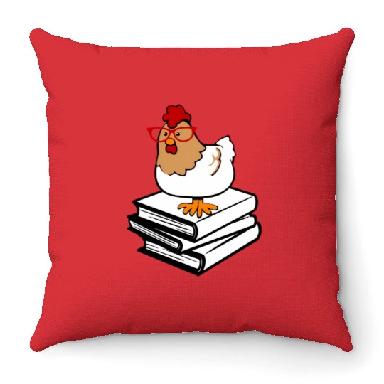 Chicken Book Nerd Love Reading Farm Throw Pillows