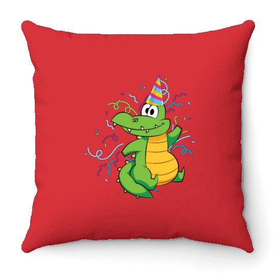 Alligator Party Reptile Animal Crocodile Throw Pillows