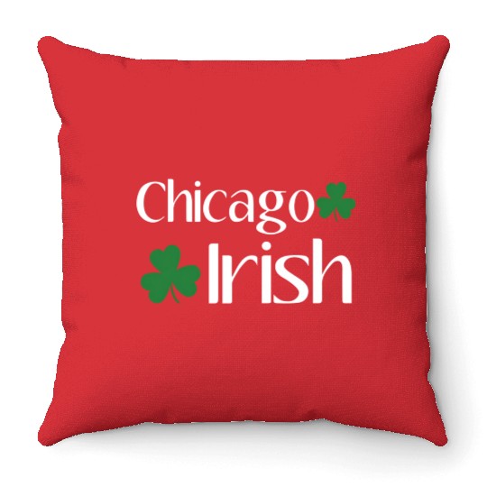 Chicago Irish St Patric Day Shamrock Chicago Throw Pillows