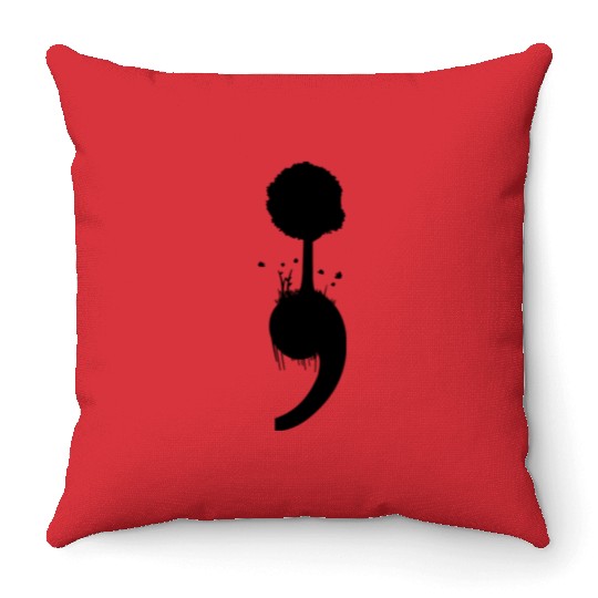 Semicolon Tree Suicide Depression Prevention Throw Pillows