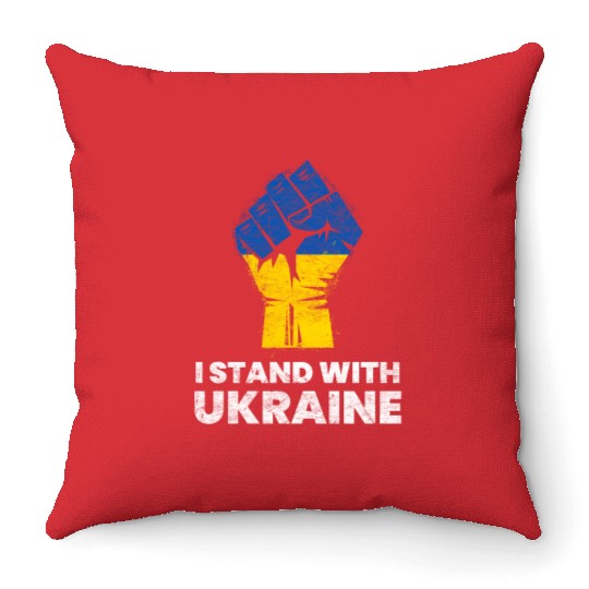 Ukrainian Flag I Stand With Ukraine Flag Throw Pillows