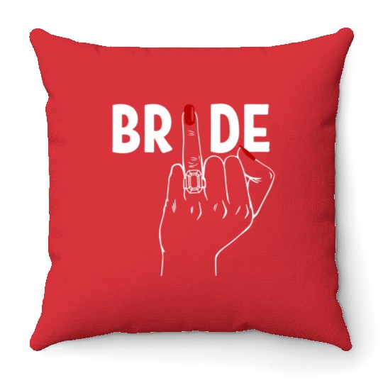 Wedding Honeymoon Bachelorette Red Finger Ring Throw Pillows