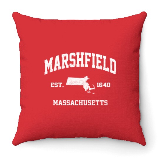 Marshfield Massachusetts Ma State Athletic Style Throw Pillows