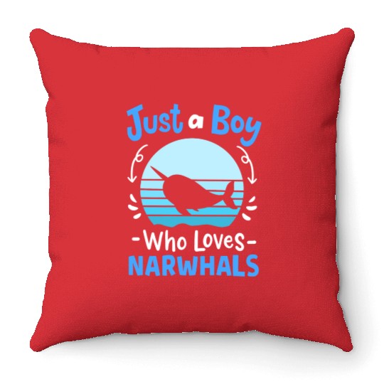Narwhals Whales Narwhal Lover Retro Throw Pillows