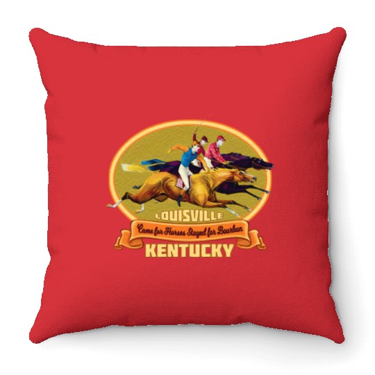 Louisville Kentucky Horse Racing Bourbon Derby Throw Pillows