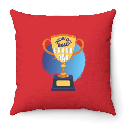 World s Best Grandad Trophy Throw Pillows