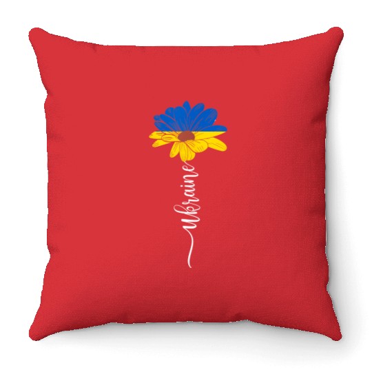 Ukraine Flag Sunflower Ukrainian Support Ukraine Throw Pillows