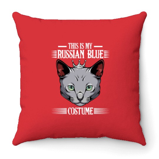 This Is My Russian Blue Costume Funny Cat Lover Throw Pillows