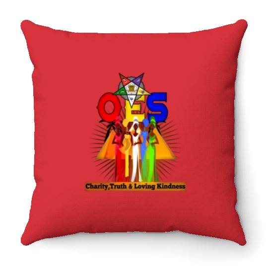 Order Of The Eastern Star Oes Ring Diva Sister'S Throw Pillows
