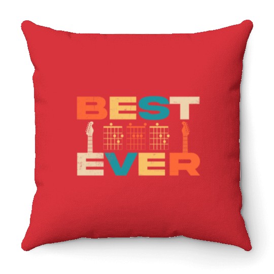 Best Dad Ever Guitar Chords Musician Funny Fathers Throw Pillows