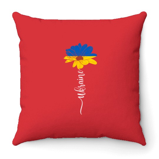 Sunflower Ukrainian Ukraine Flag Sunflower Throw Pillows