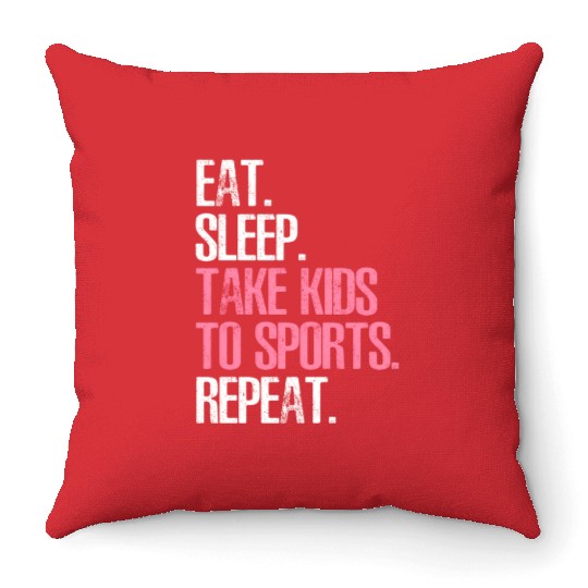Mother'S Day Eat Sleep Take To Sports Repeat Throw Pillows
