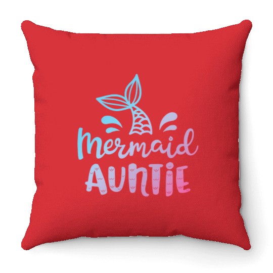 Mermaid Auntie Aunt Family Throw Pillows