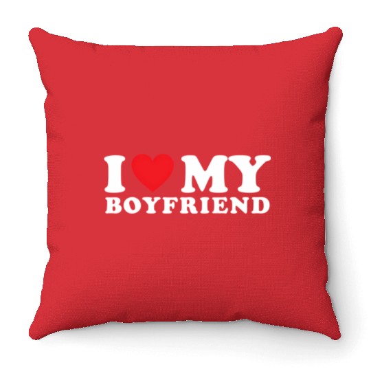 I Love My Boyfriend I Heart My Boyfriend Bf Throw Pillows