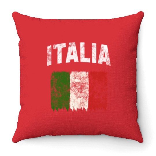 Italia - Distressed Italian Flag Throw Pillows
