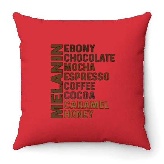 Black Melanin Ebony Chocolate Mocha Espresso Throw Pillows
