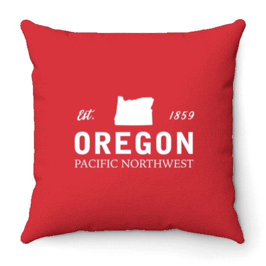 Oregon Est 1859 Pacific Northwest Us Flag Throw Pillows