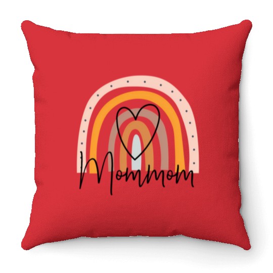 Mommom Rainbow Heart Grandma Mother'S Day Throw Pillows